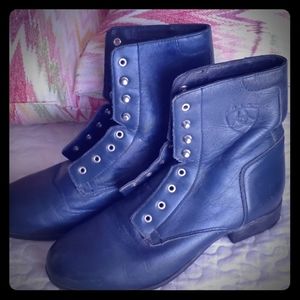 Navy blue Ariat combat style boots
